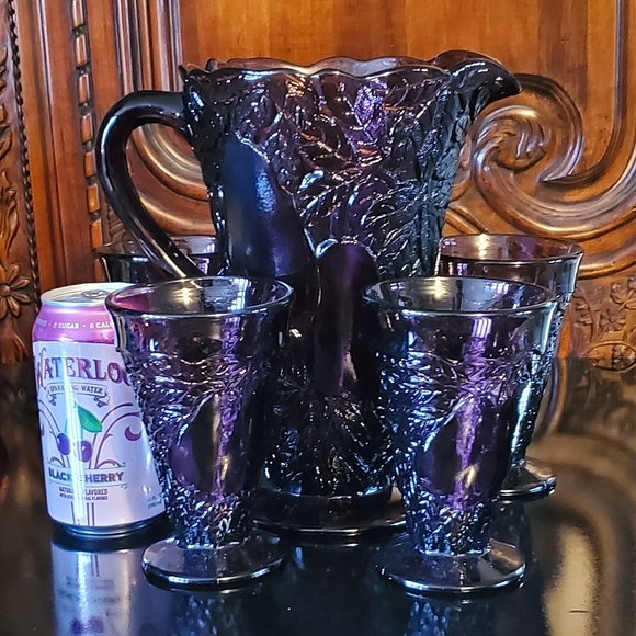 (4) Vntg "Sweet🍐Pear" Amethyst 9oz Footed Tumblers by Tiara - Picture 2 of 6